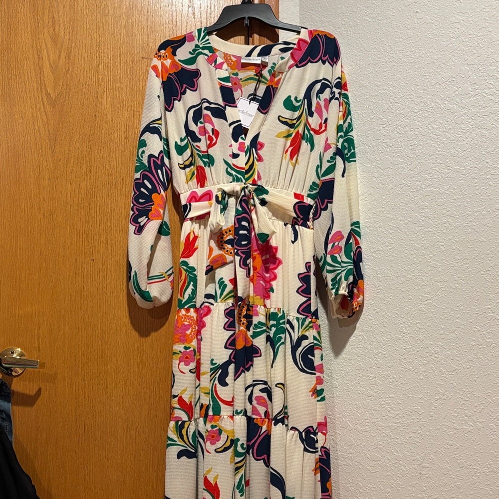 Premier Vibrant Floral Long Sleeve Dress